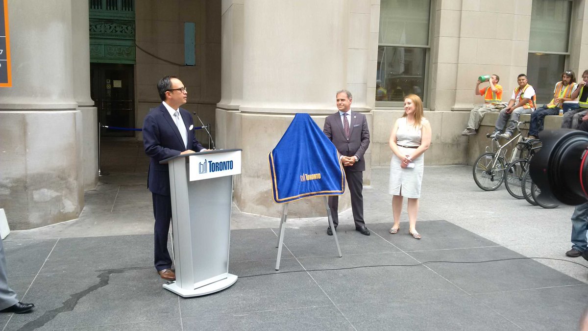 Deputy mayor <a href="/denzilmw/">Denzil Minnan-Wong</a> about to rename Union Station square after Sir John A. Macdonald. #sirjam #history