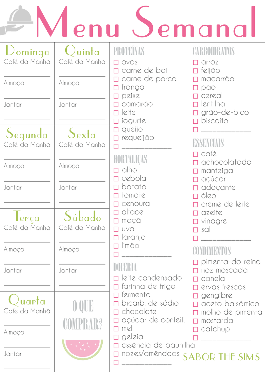 SaborTheSims's tweet image. Lista de Compras + Planejador de Menu Semanal de graça para você baixar e usar! Veja só: bit.ly/sts-lista-de-c…
