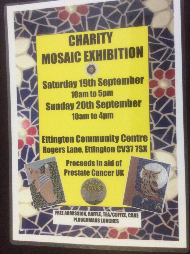 BarbAngel409's tweet photo. Pls RT my friend Lucy Cooke's mosaic exhibition in aid of @ProstateUK @EttComCentre wkend of 19th &amp; 20th Sept 😃 http://t.co/orMNvRj86K