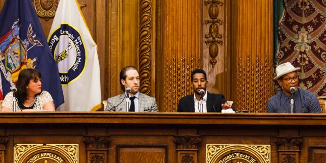 BushwickFilm's tweet photo. Shot of our #unforgettable panel about #ethical #development in #Brooklyn. #NYC #SlateProperty #CouncilMember http://t.co/DIgEDhk0Lh