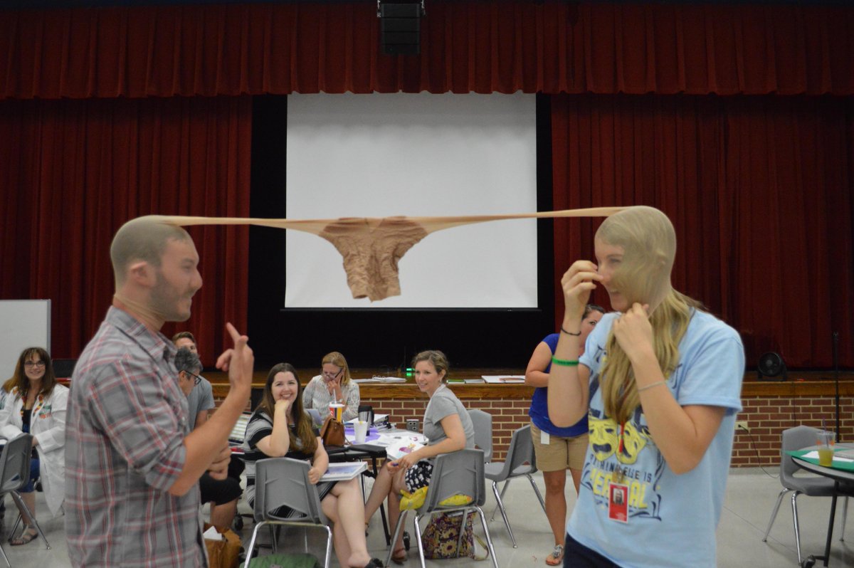 CoachMartens17's tweet photo. Tug of War with pantyhose! Who says inservice can't include laughing? #cmsnplc @CMSNorth http://t.co/mw7gDGxRHM