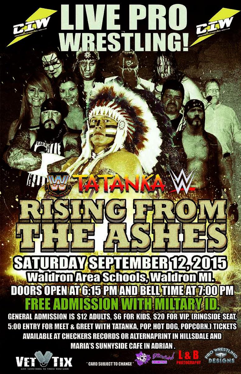 Poster we designed for <a href="/CIWProWrestling/">CIW</a> for their Sept 12th show with <a href="/NativeTatanka/">Tatanka</a> and <a href="/Nitro_Wrestler/">Phil Nitro Monahan</a>