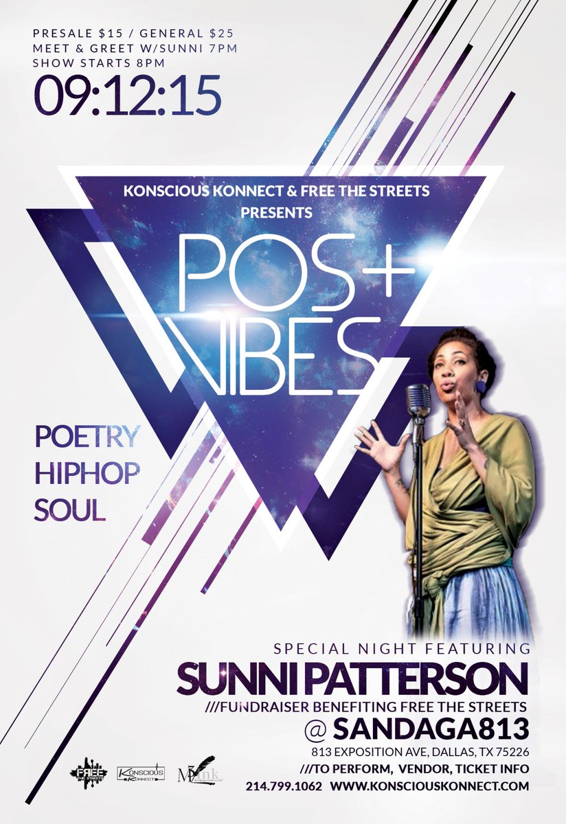 outtheboxdfw's tweet photo. Positive Vibes with @SUNNIPATTERSON at Sandaga813 Sept 12th #KonsciousKonnect #FreetheStreets http://t.co/4xDd5cJ4PW