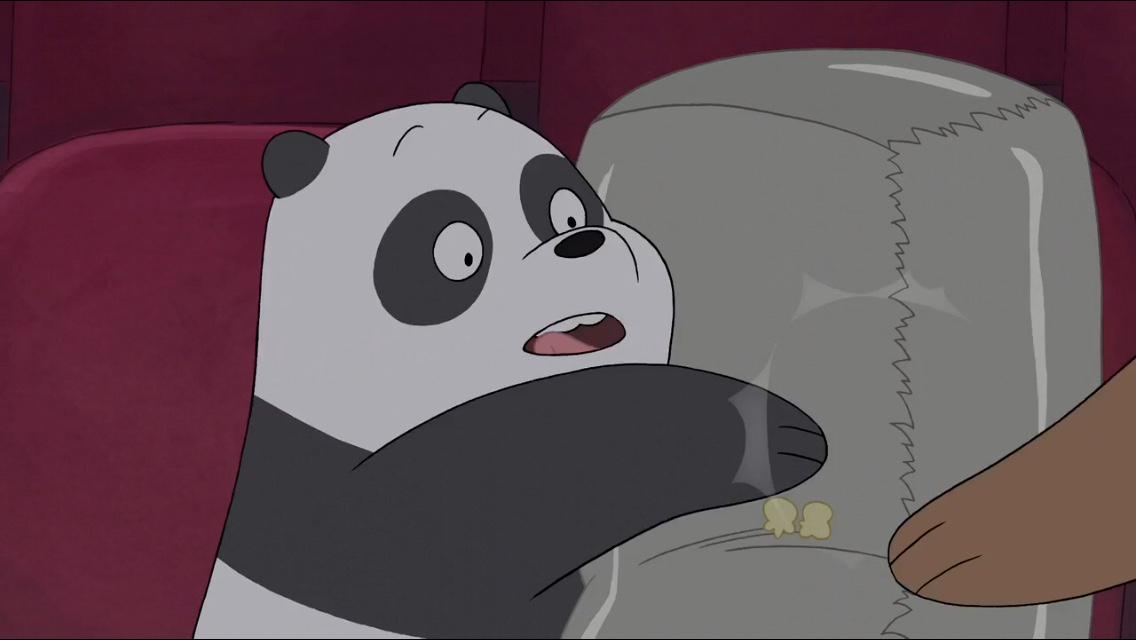 Panda_WBB's tweet photo. That is if you're allowed to even have some popcorn! Come on Grizz...sharing is caring #WeBareBears http://t.co/QIKkiUUBj5