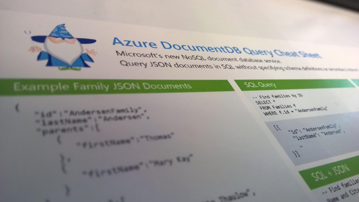 dmakogon's tweet image. World premiere of #DocumentDB cheat sheet @ Microsoft booth, #NoSQLNow conference. Come get one!