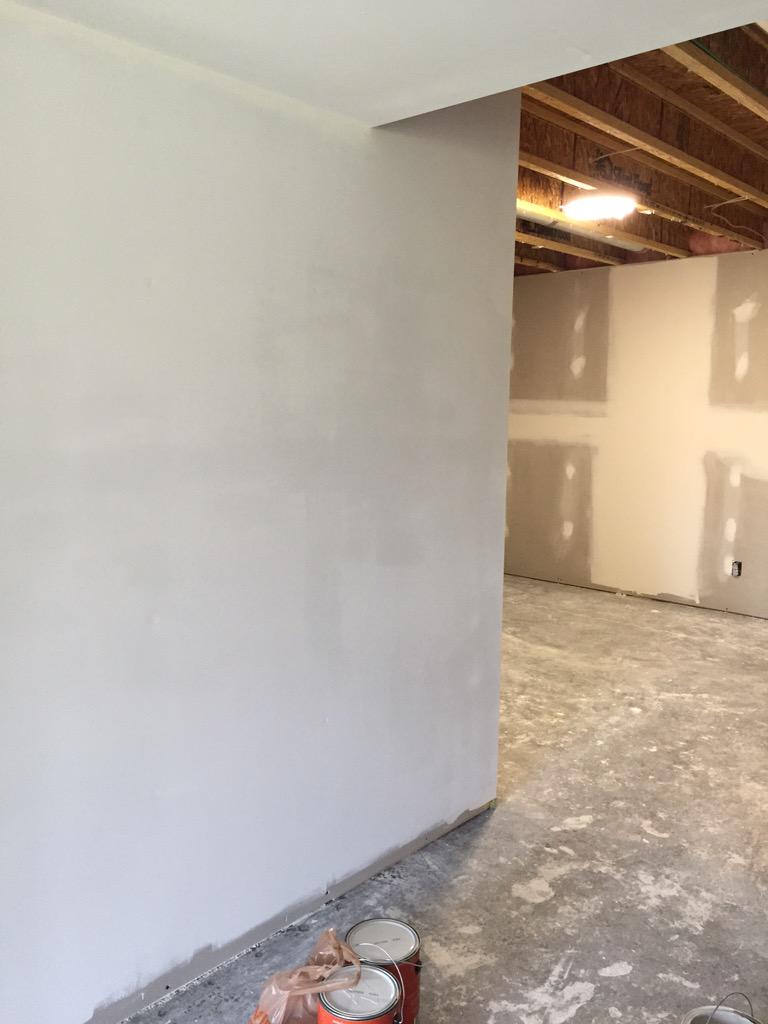 stacydaniel's tweet photo. Getting there! One more section to prime then ready for paint #basementredo http://t.co/OA82dedRqx