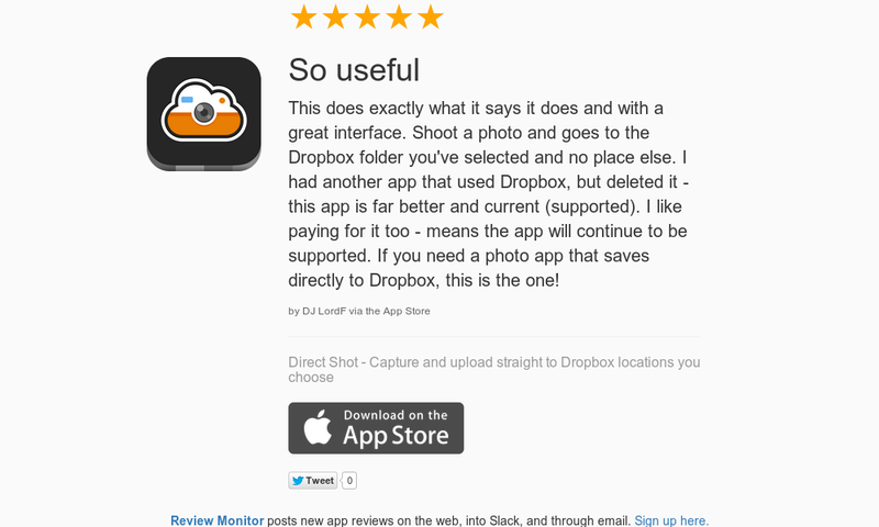 DirectShotApp's tweet photo. 5 Star Review "So useful: This does exactly what it says it does and with a great interface…" https://t.co/XxGnaTGs20 http://t.co/gAefWk7ENw
