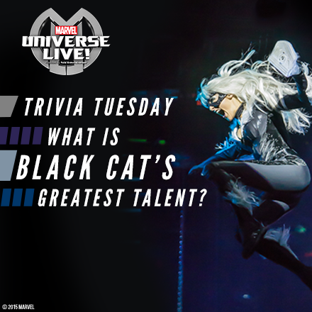 MarvelOnTour's tweet photo. #BlackCat got your tongue? Be sure to answer today's #TriviaTuesday! http://t.co/fVBDQx25E1