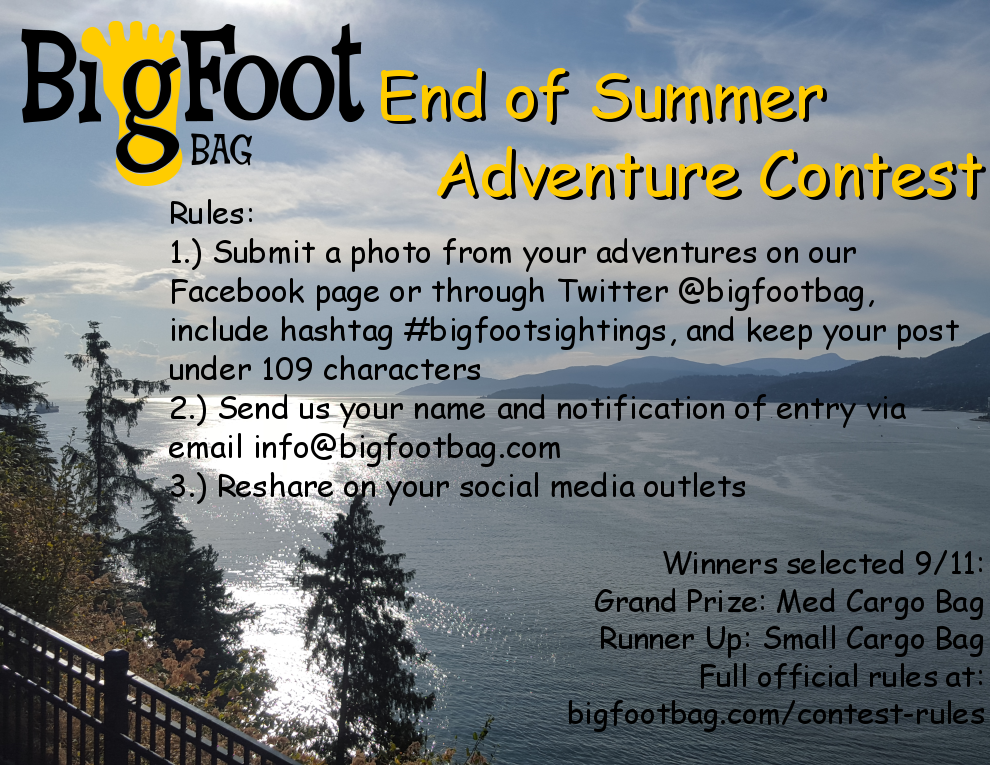 bigfootbag's tweet photo. End of Summer #Adventure Contest #freegiveaway. Submit pic &amp; enter to #win! #bigfootsightings--http://t.co/GmHyIVw0xt http://t.co/K4wGApCUzr