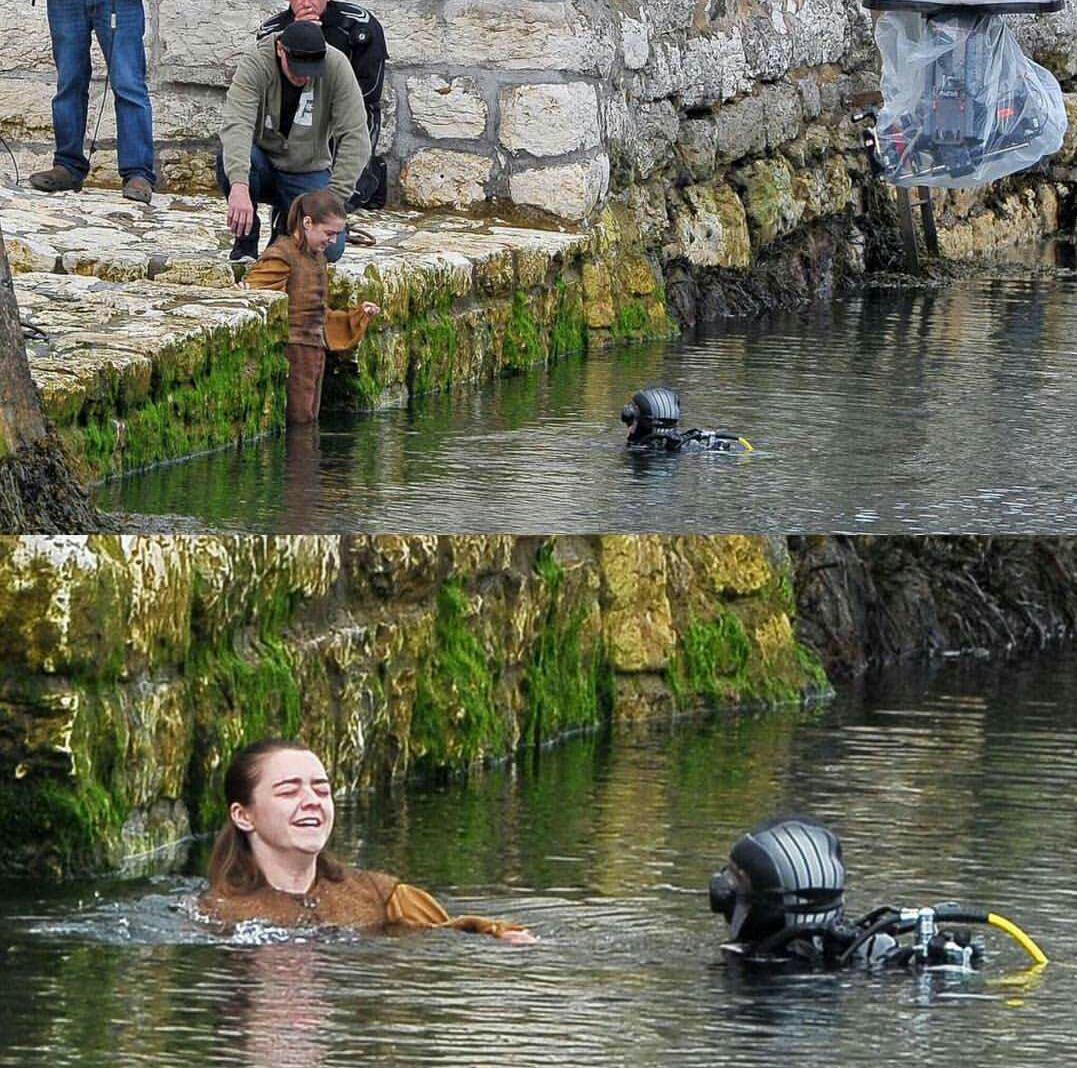 Yüzsüzlükten bunalan Arya Stark, serinlerken kameralarımıza yakalandı.