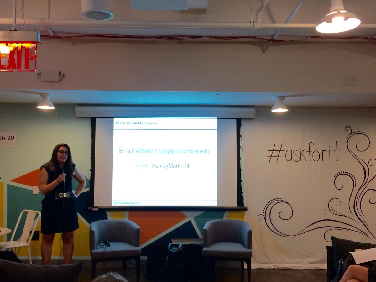 Divyasmansingka's tweet photo. Great listening to @Columbia_Biz PHD @ashleymartin14 on gender negotiations @WeWorkNY 42nd street! #askforit http://t.co/krsUYrYvXf
