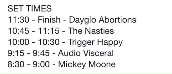 Thursday @ClubAbsinthe with The Dayglos <a href="/TheNasties1/">The Nasties</a> <a href="/AudioVisceral_/">Audio Visceral</a>  tix <a href="/DrDiscHamilton/">Dr. Disc</a> live on our @periscopetv