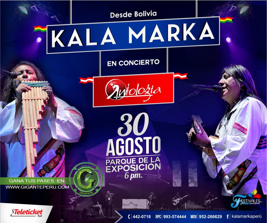 kmuchitay's tweet photo. Kalamarka de Bolivia... este 30 de agosto en el Parque de la Exposicin...venta de entradas en teleticket http://t.co/nq446aztsm
