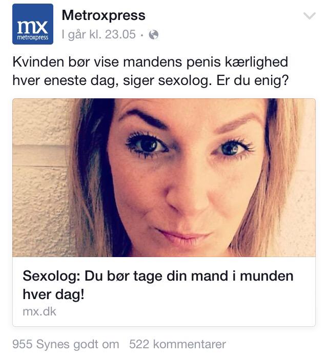 Sanne Søndergaard sur Twitter : "Sexolog: Du bør slikke din hver dag! #overskriftervialdrigser #dkmedier http://t.co/WOLXRZOjRN" / Twitter