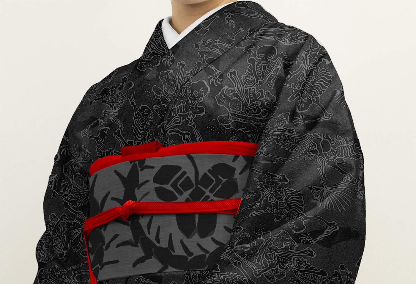 ゴフクヤサン骸骨デザイン 着物