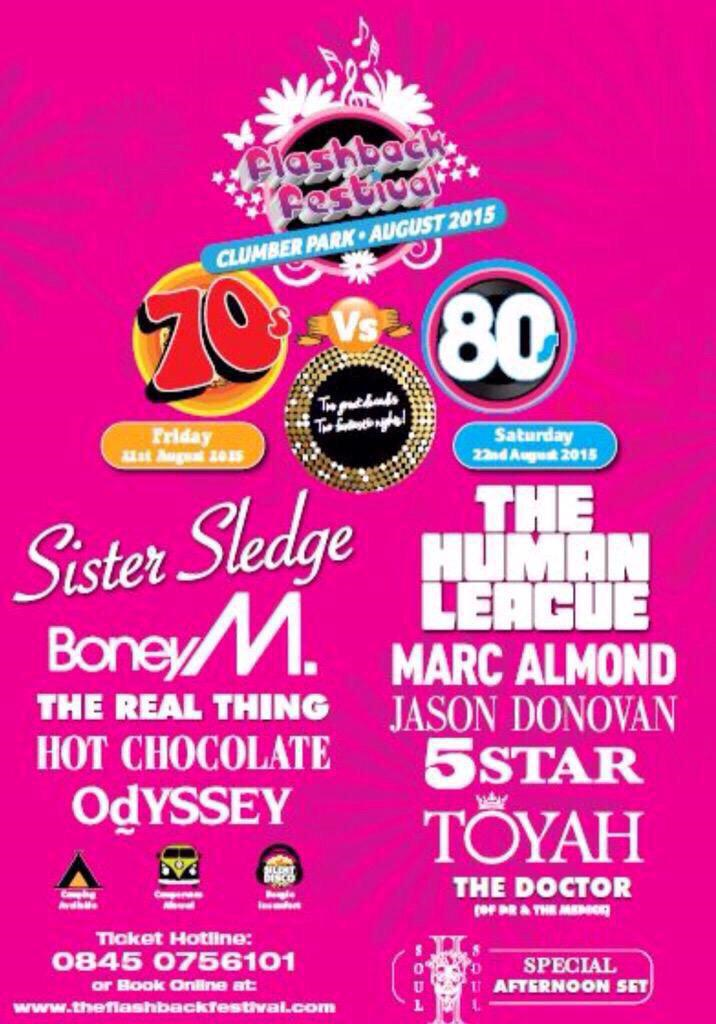 21st and 22nd August 2015. 70s Vs 80s #TheHumanLeague Book online at: theflashbackfestival.com