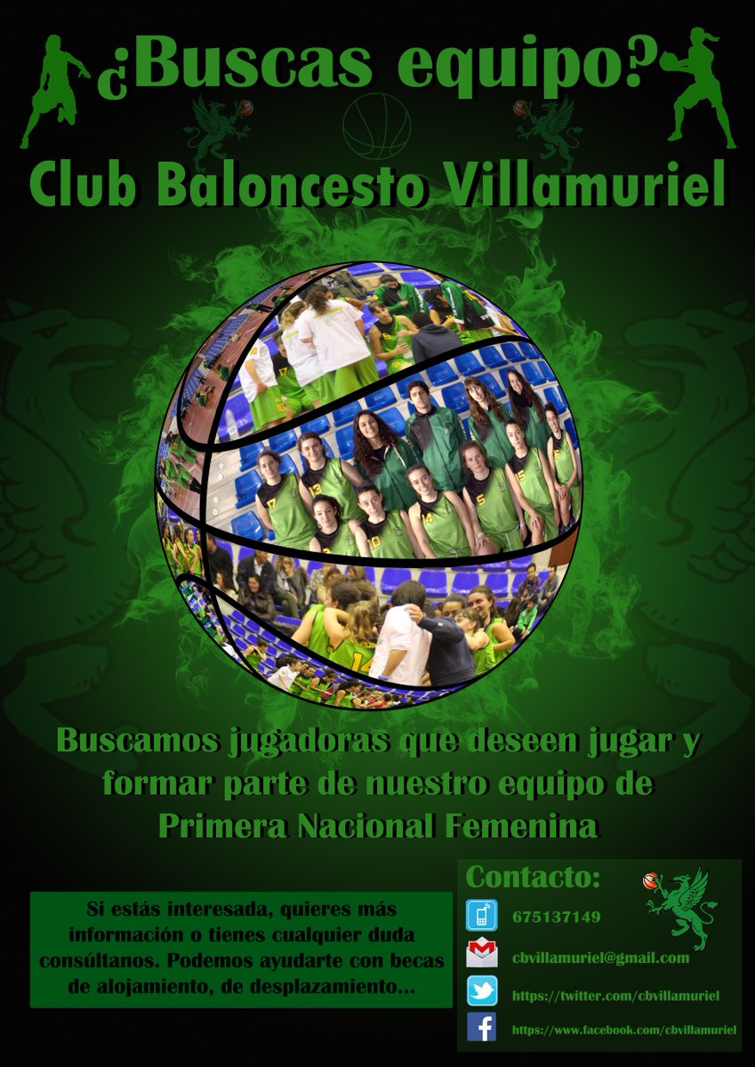 cbvillamuriel's tweet photo. ¿Juegas al baloncesto? ¿No tienes equipo? Únete a nuestro Primera Nacional Femenina, estamos cerrando la plantilla. http://t.co/SiFYbGIfd7