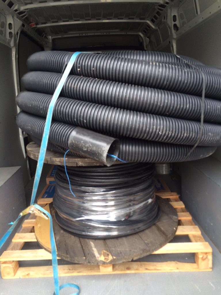 A nice run of 110mm underground duct along with some 25mm swa cable been delivered to site in Stenning! #cable #power