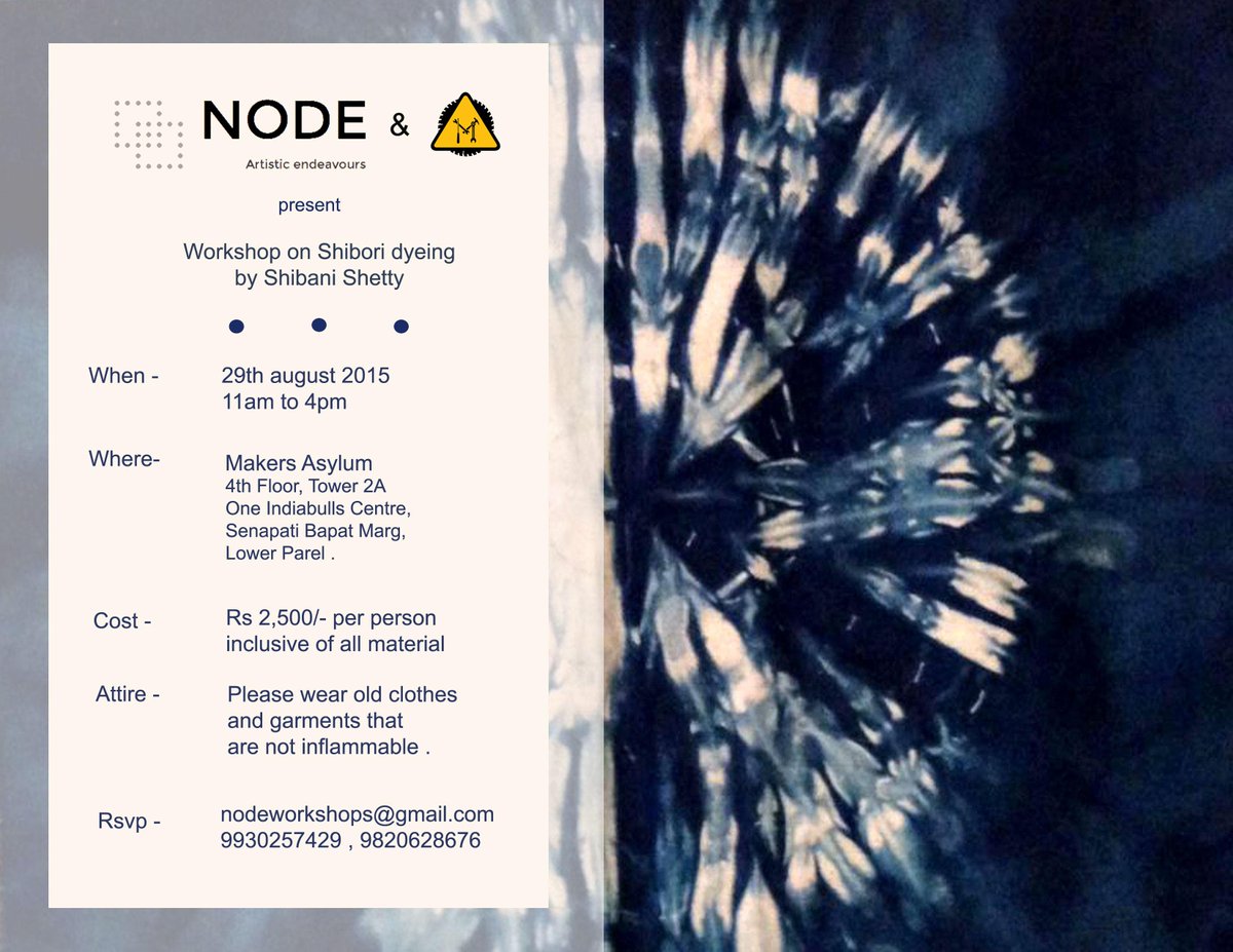 NODEWorkshops's tweet image. #NODEWorkshops presents #shibori #dyeing on #silk with #expert #ShibaniShetty on 29th #august #fashion #textile #art