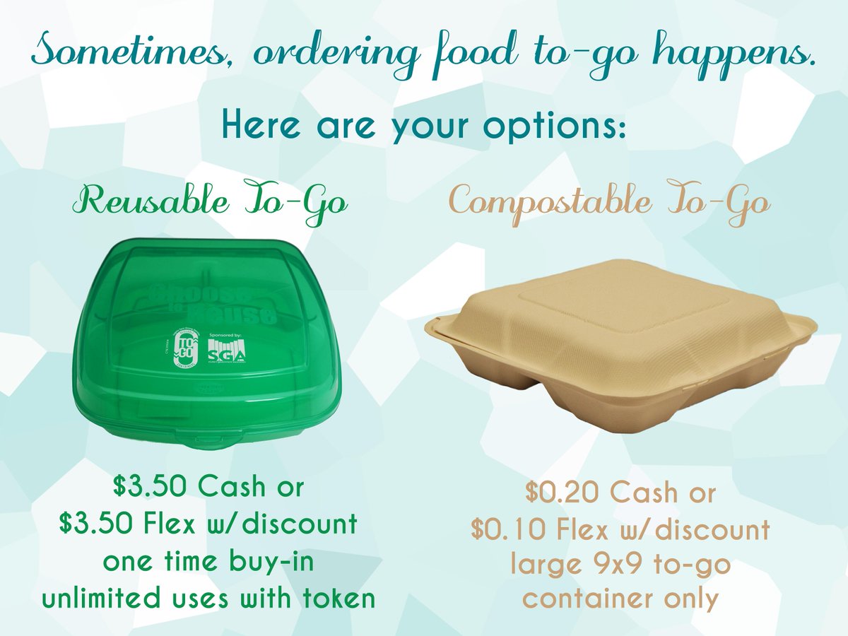 HokieDining's tweet photo. Do you have To Go? If you must leave us you have 2 options for 9X9 containers this year. #VTChooseGreen #VTMoveIn http://t.co/Be5Kou4tLT