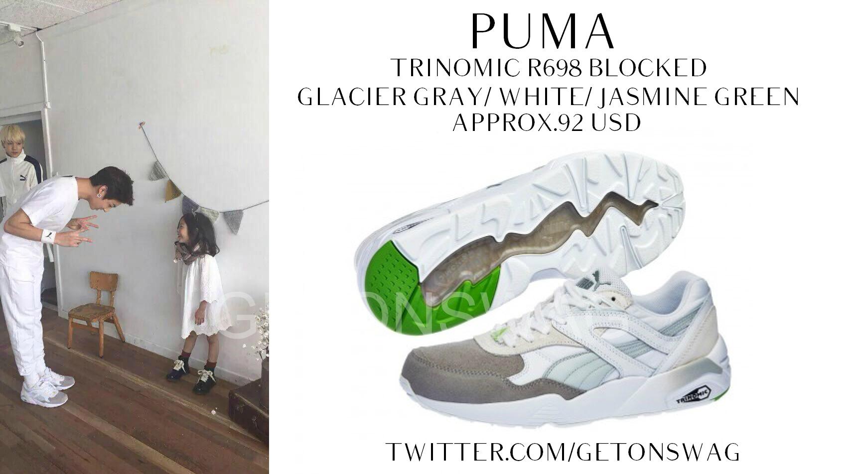 Beyond The Style Alex on X JUNGKOOK BTS 150819 JUNGKOOK PUMA TRINOMIC R698 BLOCKED glacier gray white jasmine green BTS twt http t P79JSdSPtE X