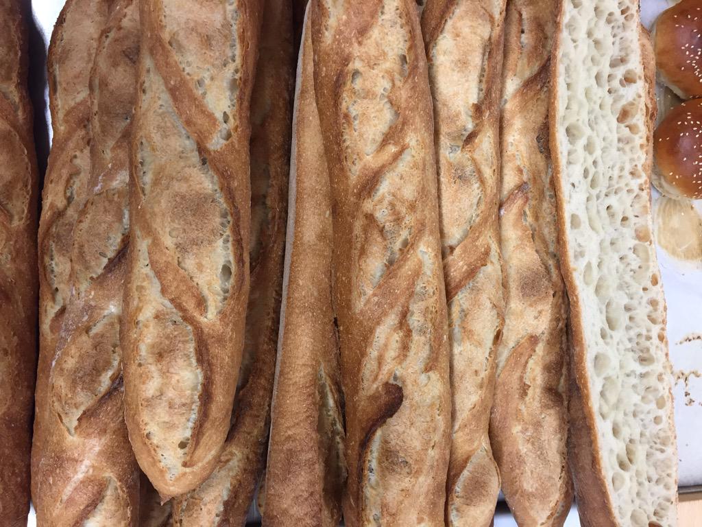 Our students' baguettes with a proper preferment...#realbread #gbbo