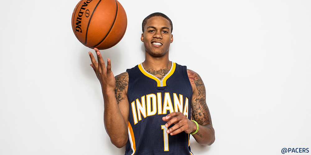 Pacers's tweet photo. Congrats to @JoeyBuckets3, voted by his peers as the "biggest steal" in the 2015 @NBA Draft: http://t.co/jCBYbvUC52 http://t.co/5EFbK86ONp