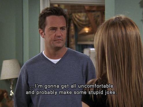 Treating his problems with sarcasm and jokes before it was cool. Happy bday Chandler Bing (Matthew Perry) 