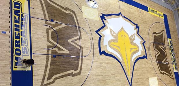 MSUEagles's tweet photo. New court design highlights latest Johnson Arena renovation. #EagleEmpire Read more: http://t.co/hBayEDVQhc http://t.co/HgunVm9vNw