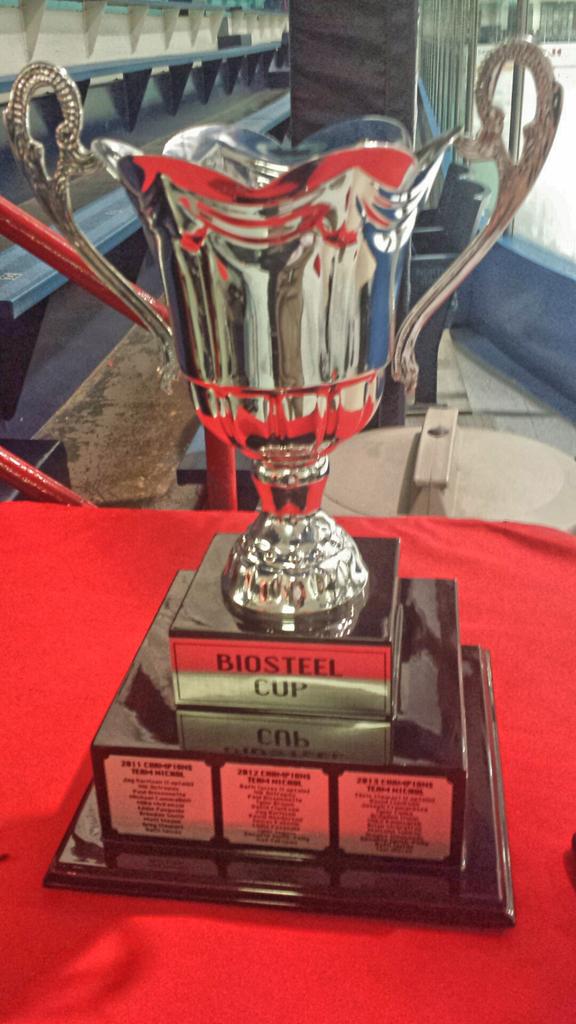 mirtle's tweet photo. The coveted Biosteel Cup. I think @BizNasty2point0 is the Scotty Bowman of this thing: He's on it like 17 times. http://t.co/PLiFFKS0EE