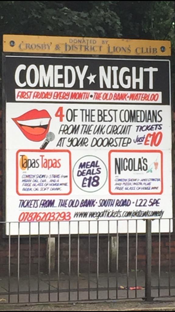 OldBankComedy's tweet photo. Look at our new poster. Follow and Retweet our billboard for a chance to win four free tickets to our next night. http://t.co/nk8WQSmR7X