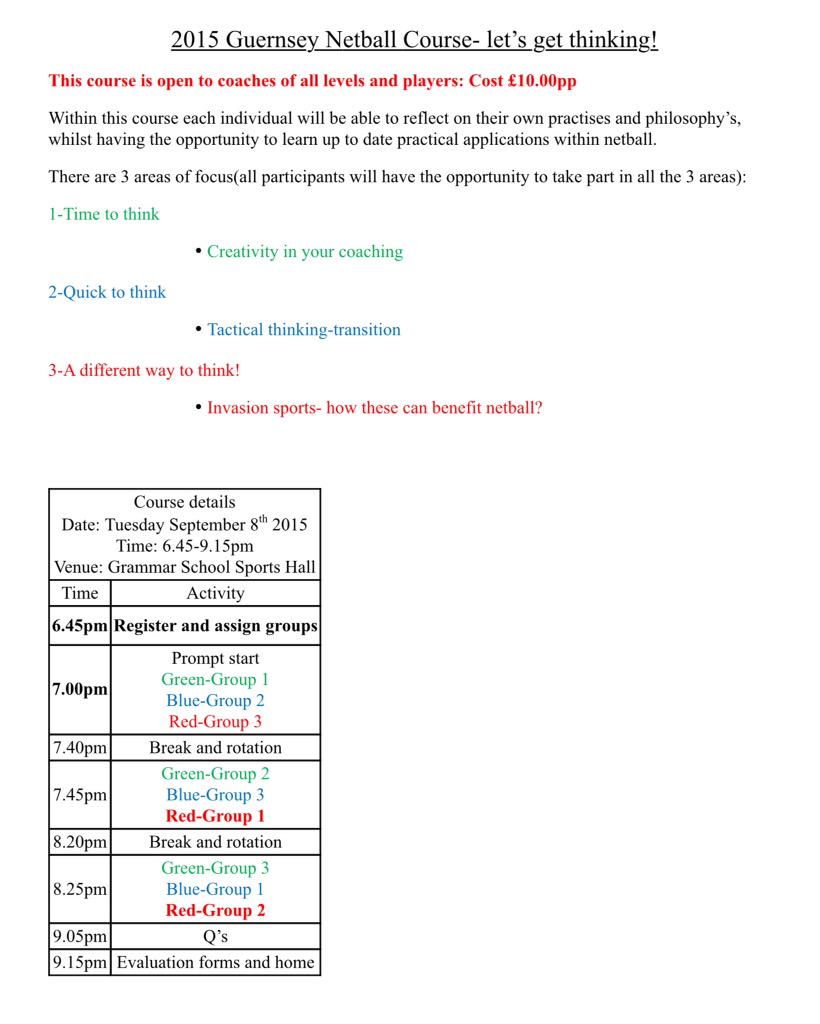 Coaching Course "Let's get thinking" 8th Sept. Contact <a href="/HRosamund/">Heidi</a> to register #allplayersandcoacheswelcome RT