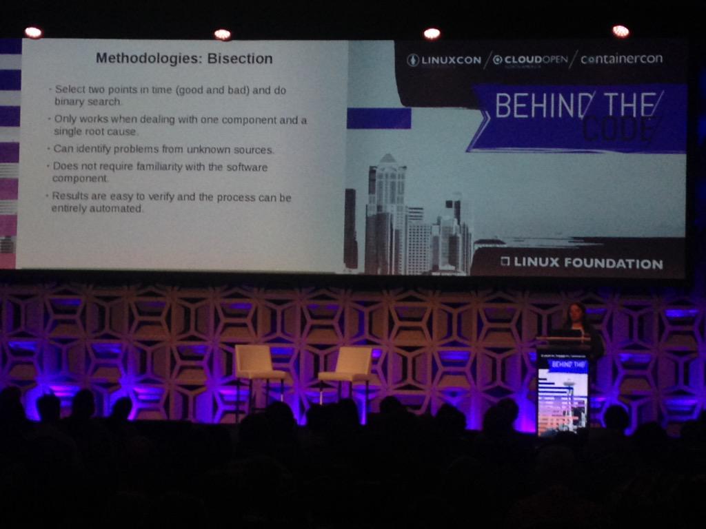 kentwimmer's tweet image. DavidLohr Bueso from @SUSE presenting now at #LinuxCon about performance monitoring in the Linux Kernel.