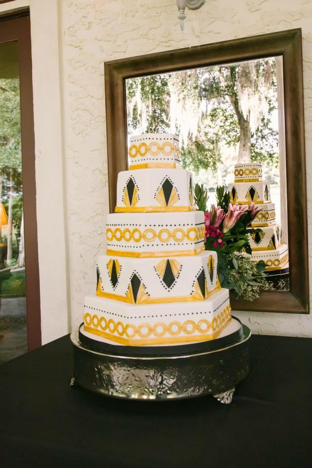 Gold embellished wedding cake
