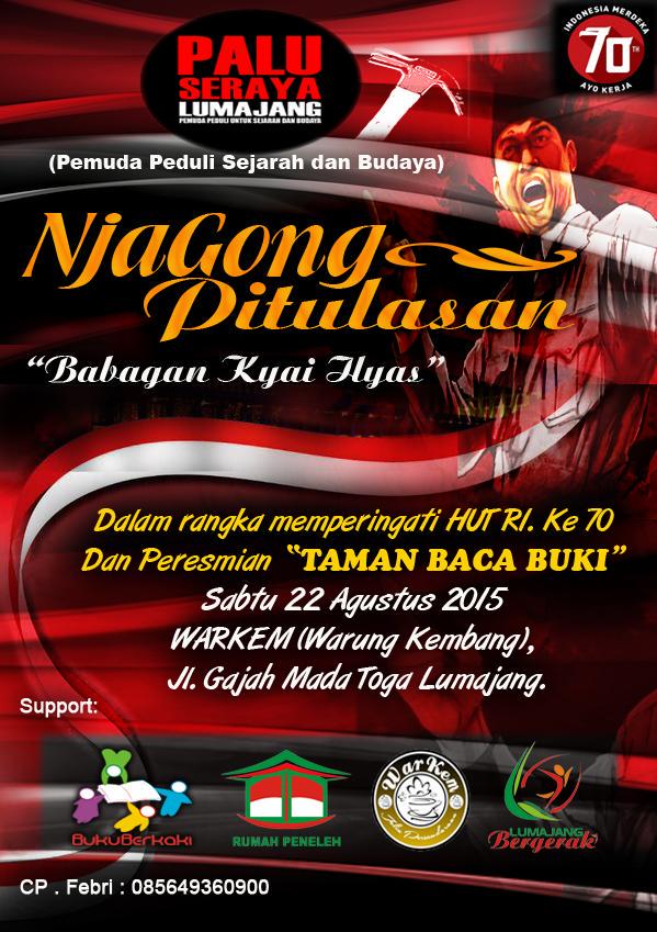 <a href="/BukiBandung/">Buku Berkaki Bandung</a> #Indonesia #RI70 NJAGONG PITULASAN Babagan Kyai Ilyas, Sabtu 22/08 jam 18:30 di WarKem #LumajangBergerak