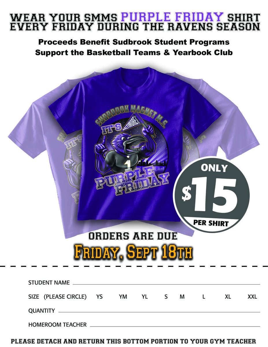 YearBrook's tweet photo. Purple Friday Shirts are Back! Order yours tomorrow @ Gd6 Meet &amp; Greet! @sudbrookmagnet @gwebb2000 #Ravens #OneBrook http://t.co/njenTVZBni