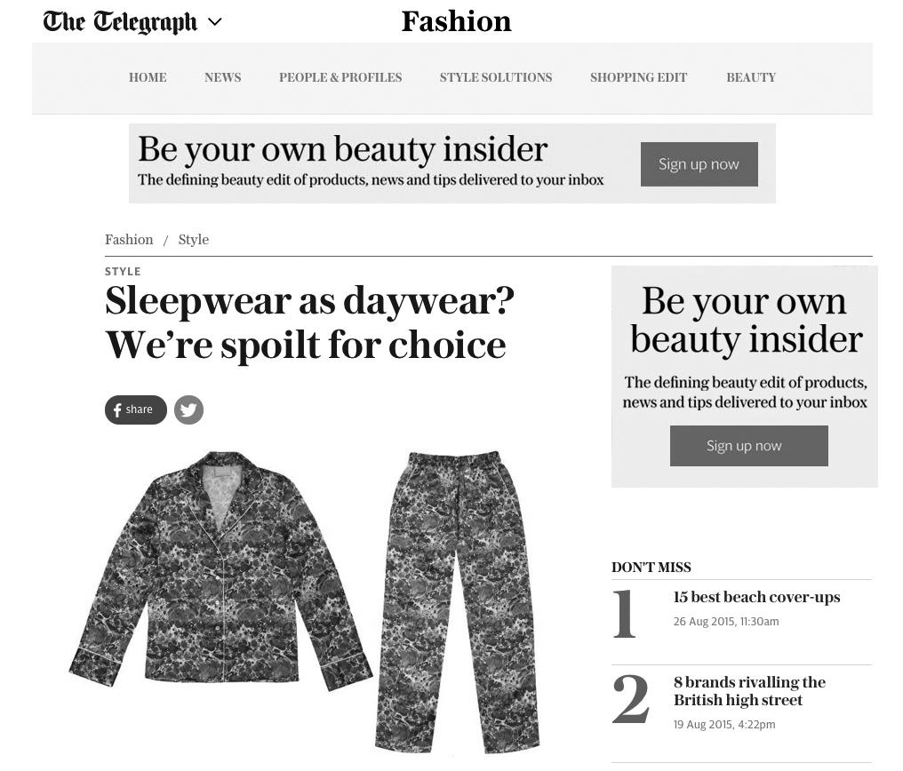 LifeLastingPR's tweet photo. #Sleepwear as #daywear movement | @LottieWarren #pyjamas feature in today's @TeleFashion http://t.co/kNCzaebEeX