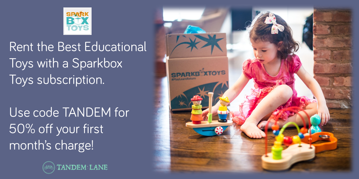 TandemLane's tweet photo. @SparkboxToys is offering YOU 50% off your 1st month w/ code TANDEM! Check out this great toy subscription service! http://t.co/6zW1PhjTUz