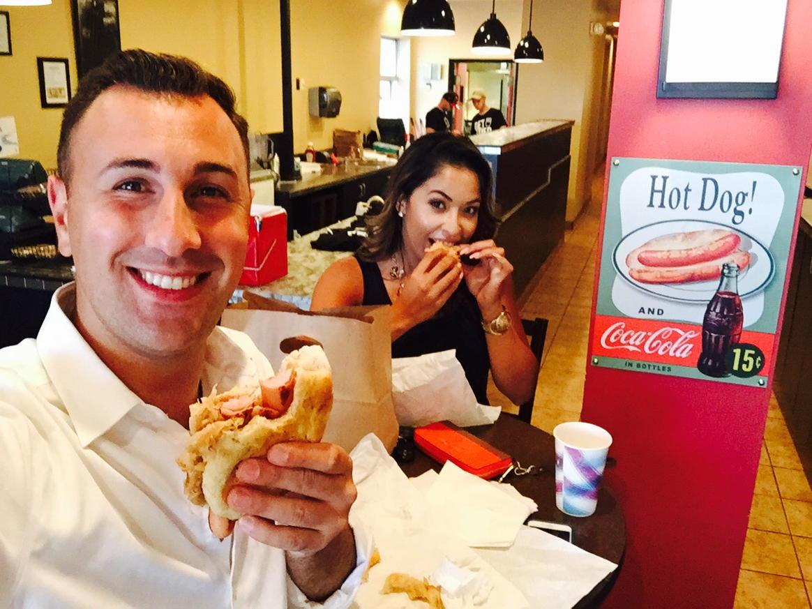 AliciaNievesTV's tweet photo. What @mattpetrillo and I do after a long day reporting... #stuffourfaces at Biggie Burger! http://t.co/OkbDF9l2VI