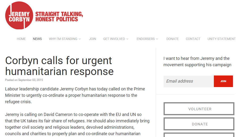 jeremycorbyn's tweet photo. My statement calling for an urgent humanitarian response to the refugee crisis we're facing http://t.co/ME7j4ivPgp http://t.co/KDNM3ropPJ