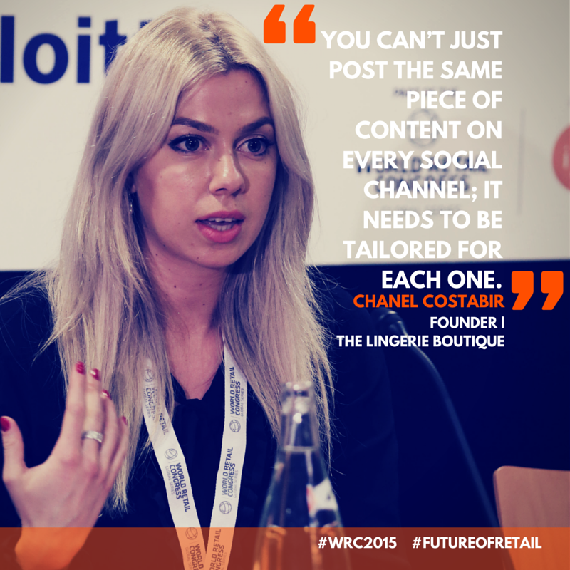 WorldRetail's tweet photo. .@chanelcostabir, Founder of @TLB_AU, discussing the importance of tailoring #socialmedia #content at #WRC2014 http://t.co/y25ww3opDC