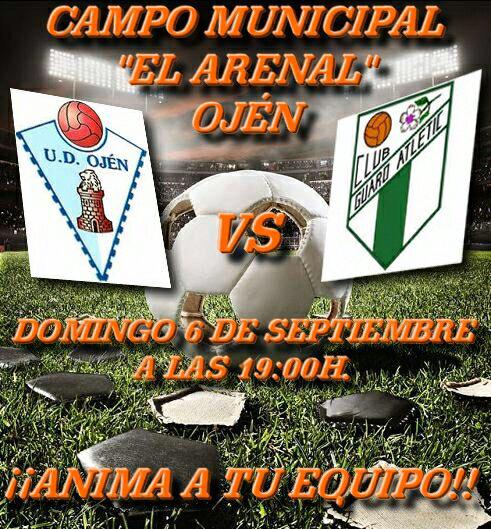 UDOjen's tweet photo. Este Domingo 6 de Septiembre @UDOjen vs @GuaroAtletic a las 19.00h en el Arenal #VamosOjén @AytoOjen http://t.co/8fxNAtCSye
