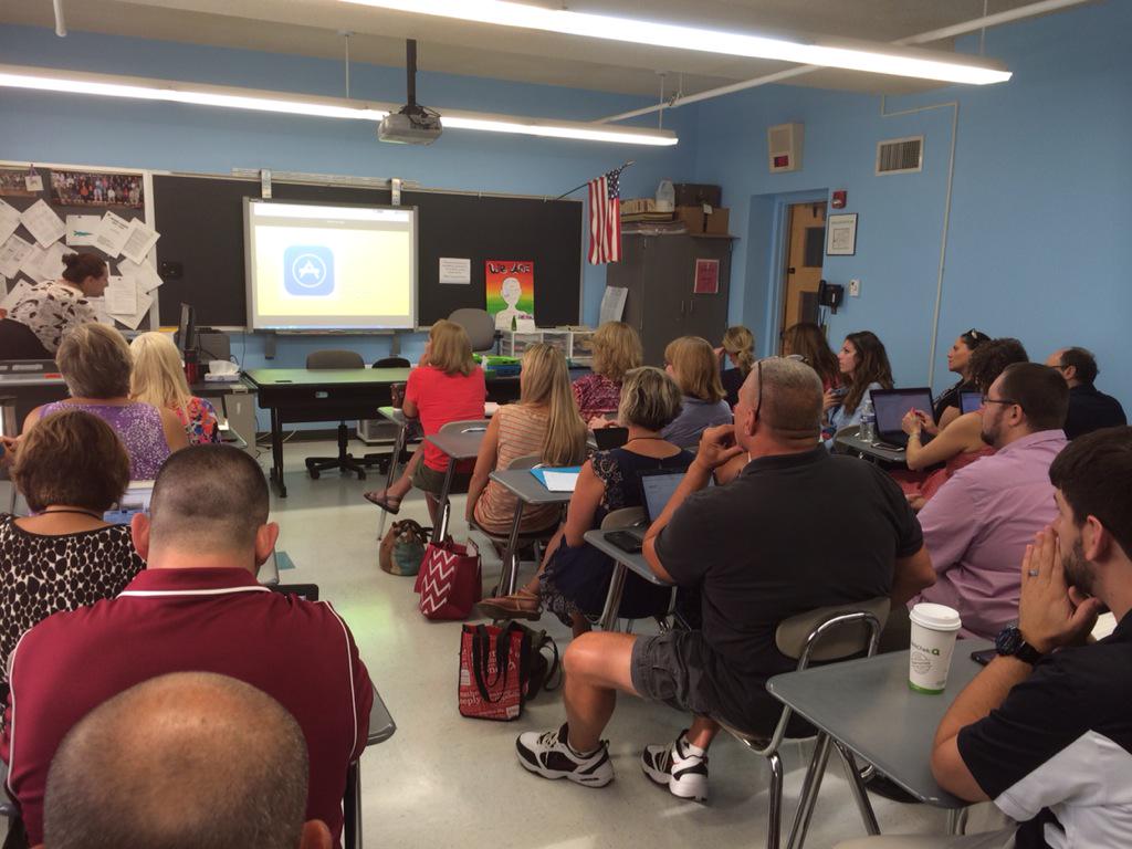 Packed room for Twitter presentation by Mrs. Montibello. #MTPSPride
