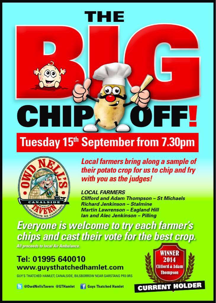 GTHamlet's tweet photo. Two weeks to go til the Big Chip Off! Come down to @OwdNellsTavern show your support for our local potato farmers. http://t.co/wGxSWrAiKt