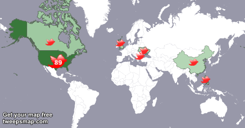RoninMetalwerks's tweet photo. My followers live in 7 countries: USA(89%), Canada(3%)... http://t.co/IgzQW1KM2w
Get your free map! http://t.co/V2nM6RkNsG