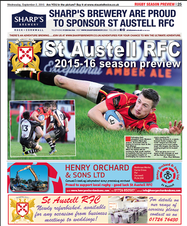 Also in today's #StAustellVoice – your eight-page guide to the new rugby season #StAustell