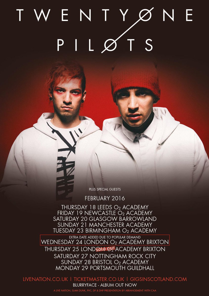 added more dates & a second O2 Academy Brixton show. sign up to get tickets first: smarturl.it/TOPPresale. #UKclique