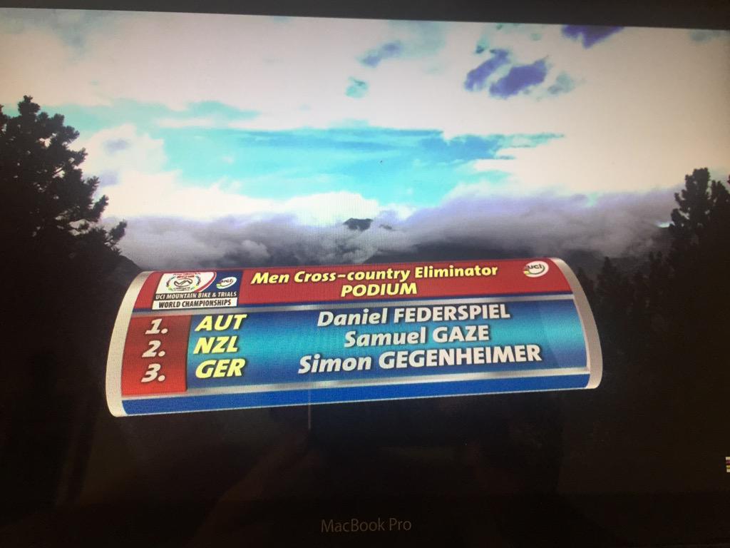 #XCE #VTT - Le podium de l'épreuve masculine du XCE. Pas de chance pour <a href="/MiquelKevin/">Miquel Kevin</a> 😔