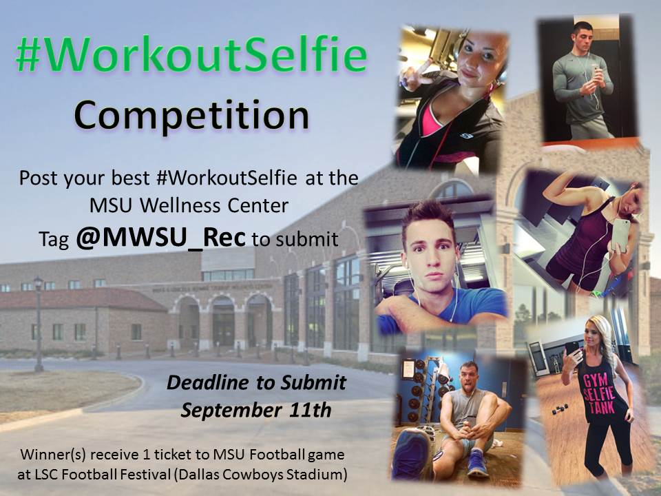 MSUTexasRec's tweet image. Don&apos;t forget to submit your #WorkoutSelfie for your chance to win! #FlexZone #MSURec @MidwesternState