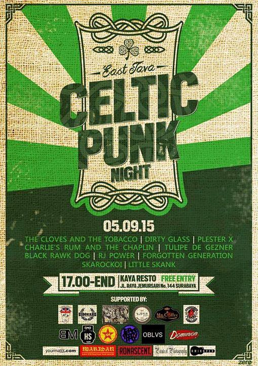Celtic Punk Night | 5 Sept 2015 <a href="/KAYAresto/">KAYA Resto</a> 17:00-end w/ <a href="/TCATT_YK/">TheCloves&TheTobacco</a> <a href="/CharliesRum_SBY/">C.R.n.T.C</a>  @dirtyglassyk <a href="/blackrawkdog/">Black Rawk Dog</a> etc